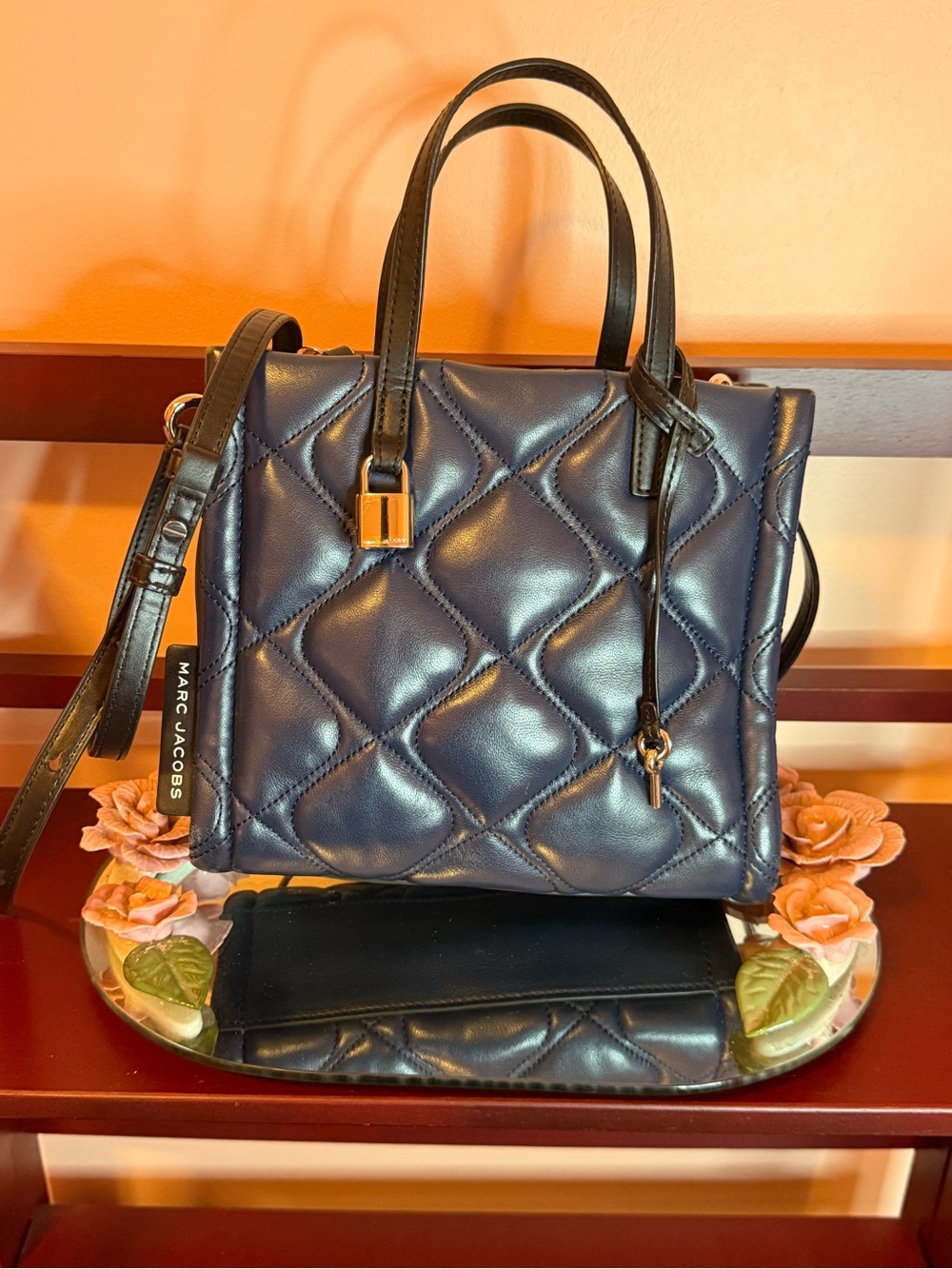 Marc Jacobs Navy Quilted Leather Satchel with Top Handle
